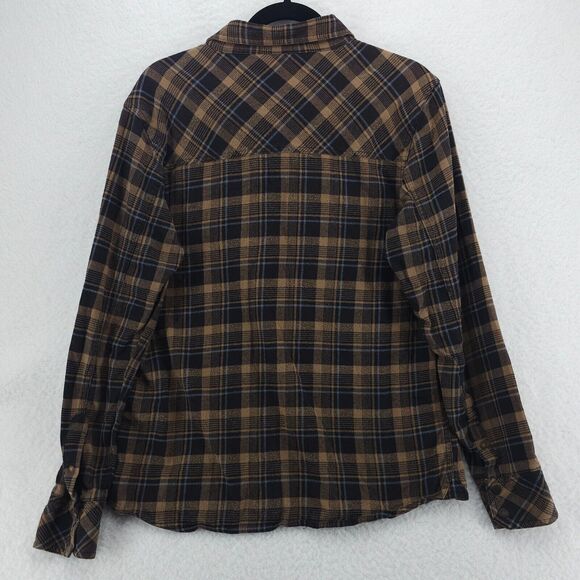 HippyTree Flannel Shirt Mens Medium Brown Plaid Cotton Long Sleeve Snap Button - Picture 2 of 8